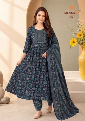 Suryajyoti Ruhani Vol 1 Heavy Rayon Capsule Print Kurti Pant with Chanderi Digital Print Dupatta kurti pant with dupatta Catalogs