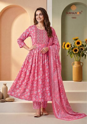 Suryajyoti Ruhani Vol 1 Heavy Rayon Capsule Print Kurti Pant with Chanderi Digital Print Dupatta kurti pant with dupatta Catalogs
