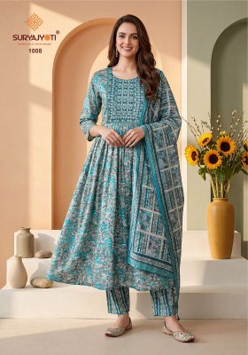 Suryajyoti Ruhani Vol 1 Heavy Rayon Capsule Print Kurti Pant with Chanderi Digital Print Dupatta kurti pant with dupatta Catalogs