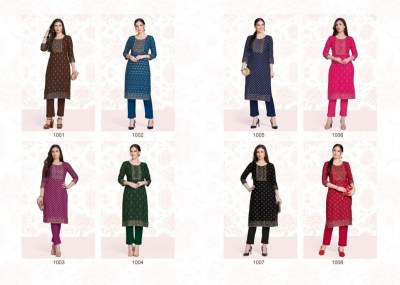Suryajyoti by tara vol 1 reyon cotton with neck embroidered  kurti and bottom catalogue  readymade suit catalogs