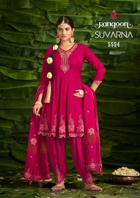 Suvarna by Rangoon Silk with Fancy kali suit with Afghani and dupatta collection readymade suit catalogs