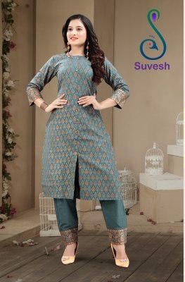 Suvesh kurti by Tanisha heavy cotton block printed kurti with pent at wholesale price at wholesale price 