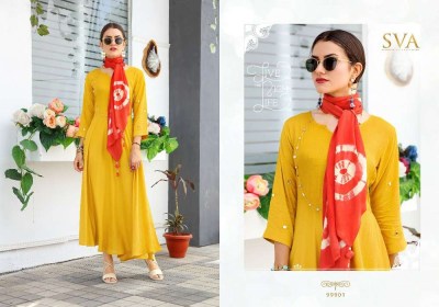 Sva By Eva Long Gown Kurti with dupatta set Kurti catalogue wholesaler  kurtis catalogs