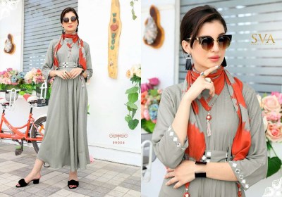 Sva By Eva Long Gown Kurti with dupatta set Kurti catalogue wholesaler  kurtis catalogs