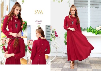 Sva By Eva Long Gown Kurti with dupatta set Kurti catalogue wholesaler  kurtis catalogs
