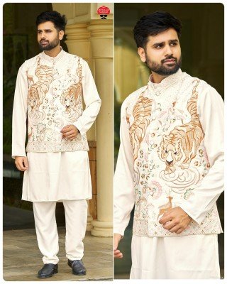 Swagat 3 0 Premium Malai Satin Kurta Koti Pyjama Set  Heavy Embroidered Koti Wholesale kurta pajama