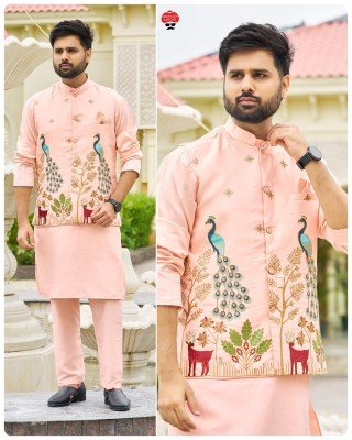 Swagat 3 0 Premium Malai Satin Kurta Koti Pyjama Set  Heavy Embroidered Koti Wholesale kurta pajama