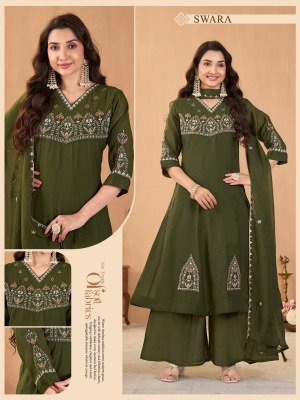 Swara 3-Piece Coral Silk Ethnic Wear Set wholesale catalogs