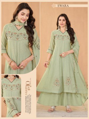 Swara 3-Piece Coral Silk Ethnic Wear Set Size wise Combo Set