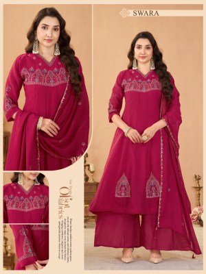 Swara 3-Piece Coral Silk Ethnic Wear Set Size wise Combo Set
