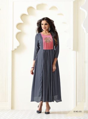 Swarnapankh Vol 01 Full Set 10 Pcs Silk Georgette Embroidered Kurti Collection Wholesale kurtis catalogs