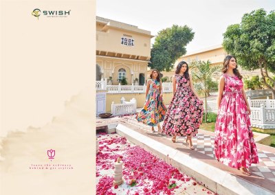 Swish present Be Rich 4 new fancy printed cotton flaired gown style kurti catalogue  kurtis catalogs