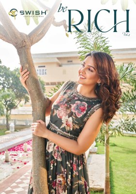 Swish present Be Rich 4 new fancy printed cotton flaired gown style kurti catalogue  kurtis catalogs