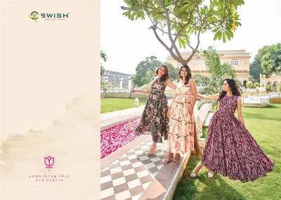 Swish present Be Rich 4 new fancy printed cotton flaired gown style kurti catalogue  kurtis catalogs