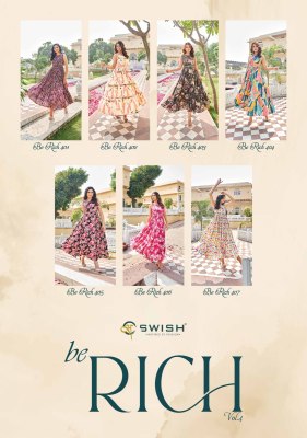 Swish present Be Rich 4 new fancy printed cotton flaired gown style kurti catalogue  kurtis catalogs