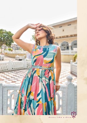 Swish present Be Rich 4 new fancy printed cotton flaired gown style kurti catalogue  kurtis catalogs