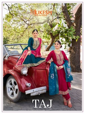 TAJ Present Pure silk Heavy Embroidered Fancy Top bottom and Dupatta Collection at Affordable rate Amavi