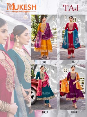 TAJ Present Pure silk Heavy Embroidered Fancy Top bottom and Dupatta Collection at Affordable rate fancy Anarkali suit catalogs