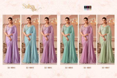 TFH Salsa Style Hits SLS-8004 Silver Chiffon Shimmer Saree with Banglori Work Blouse sarees catalogs