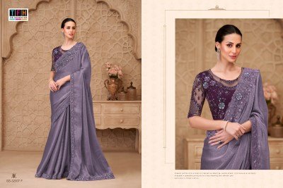 TFH Silver Screen-22 SS-32007 Metal Blue Satin Crush Georgette Saree with Tussar Silk Blouse sarees catalogs