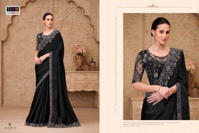 TFH Silver Screen-22 SS-32007 Metal Blue Satin Crush Georgette Saree with Tussar Silk Blouse sarees catalogs