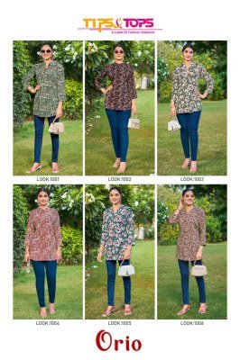 TIPS And TOPS ORIO Fancy Short Tops Heavy Rayon Wrinkle Print Fabric Stylish Women s Short Kurtis Wholesale Fancy Skirt