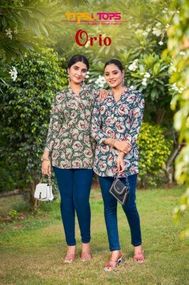 TIPS And TOPS ORIO Fancy Short Tops Heavy Rayon Wrinkle Print Fabric Stylish Women s Short Kurtis Wholesale Fancy Skirt