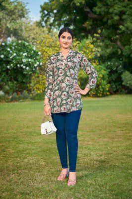 Tips and Tops Orio Fancy Short Tops Heavy Rayon Wrinkle Print And Wholesale kurtis catalogs