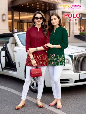 TIPS and TOPS POLO Vol-02 Fancy Western Short Kurti Heavy Rayon Collection wholesale catalogs