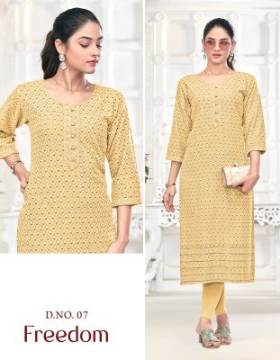 Tunic House Freedom Viscose Reyon Chikankari kurti Catalogue Pcs Wholesale Rate  kurtis catalogs