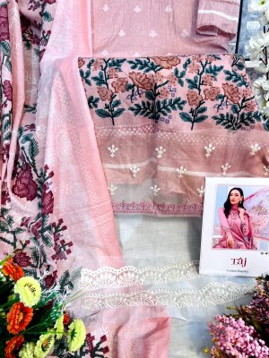 Taj creation present hit designed No 460 and 461 pure cotton with embroidered dress material catalogue at wholesale price salwar kameez catalogs
