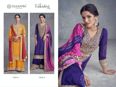 Takshvi by Gulkayra designer real chinon digital printed fancy sharara suit catalogue at low rate readymade suit catalogs