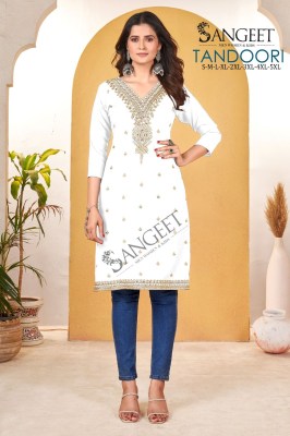 Tandoori luanch Heavy Bombay reyon slub embroidered fancy kurti collection at affordable rate kurtis catalogs