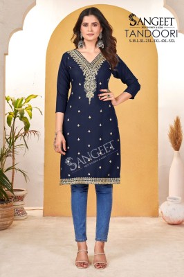 Tandoori luanch Heavy Bombay reyon slub embroidered fancy kurti collection at affordable rate kurtis catalogs