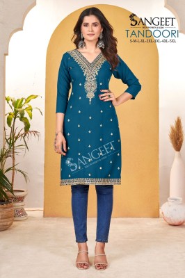 Tandoori luanch Heavy Bombay reyon slub embroidered fancy kurti collection at affordable rate kurtis catalogs