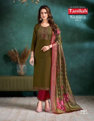 Taniksh Sanaya Vol 5 Designer Suit  Vertical Embroidery  Pocket Bottom And Digital Check Dupatta Wholesale kurtis catalogs