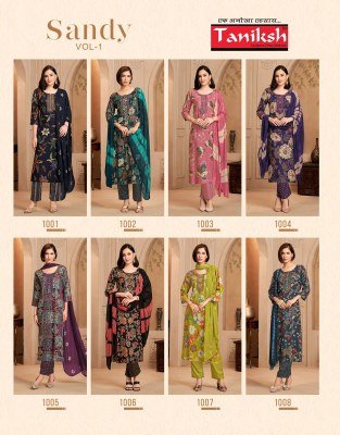 Taniksh Sandy Vol 1 Readymade Rayon Embroidery Suit Heavy Foil Print Wholesale Ethnic Wear kurtis catalogs