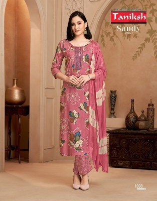 Taniksh Sandy Vol 1 Readymade Rayon Embroidery Suit Heavy Foil Print Wholesale Ethnic Wear kurtis catalogs