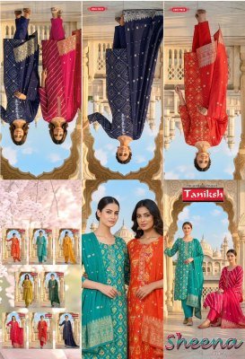 Taniksh Sheena Vol 2 Rayon Foil Kurti Pant Set with Jacquard Banarasi Dupatta  M   3XL  readymade suit catalogs