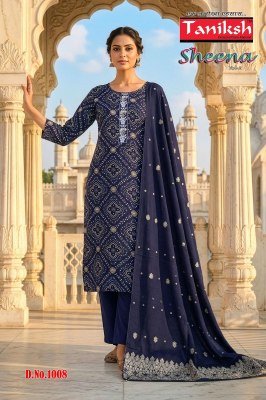 Taniksh Sheena Vol 2 Rayon Foil Kurti Pant Set with Jacquard Banarasi Dupatta  M   3XL  readymade suit catalogs