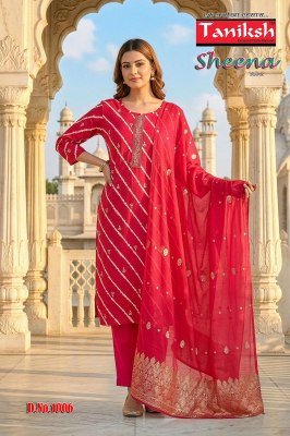 Taniksh Sheena Vol 2 Rayon Foil Kurti Pant Set with Jacquard Banarasi Dupatta  M   3XL  readymade suit catalogs