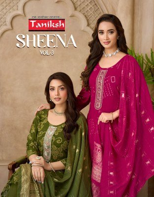 Taniksh Sheena Vol 3 Readymade Ryon Foil Print Kurti Pant with Banarasi Dupatta Set wholesale catalogs