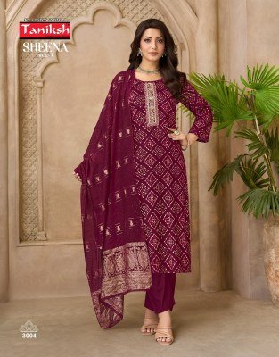 Taniksh Sheena Vol 3 Readymade Ryon Foil Print Kurti Pant with Banarasi Dupatta Set kurti pant with dupatta Catalogs