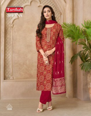 Taniksh Sheena Vol 3 Readymade Ryon Foil Print Kurti Pant with Banarasi Dupatta Set kurti pant with dupatta Catalogs