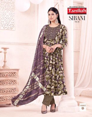 Taniksh Sibani Vol 10 Rayon Foil Print Anarkali Sikvans Embroidery Work Readymade Wholesale Catalog readymade suit catalogs