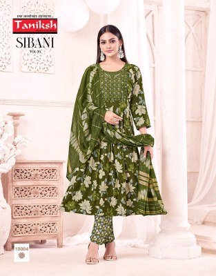 Taniksh Sibani Vol 10 Rayon Foil Print Anarkali Sikvans Embroidery Work Readymade Wholesale Catalog readymade suit catalogs