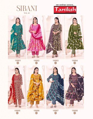Taniksh Sibani Vol 10 Rayon Foil Print Anarkali Sikvans Embroidery Work Readymade Wholesale Catalog readymade suit catalogs