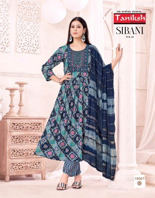 Taniksh Sibani Vol 10 Rayon Foil Print Anarkali Sikvans Embroidery Work Readymade Wholesale Catalog readymade suit catalogs