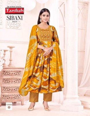 Taniksh Sibani Vol 10 Rayon Foil Print Anarkali Sikvans Embroidery Work Readymade Wholesale Catalog readymade suit catalogs