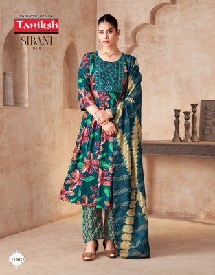 Taniksh Sibani Vol 11 Rayon Print Anarkali Ghera Style Kurti Pant with Fancy Sequins Dupatta fancy Anarkali suit catalogs